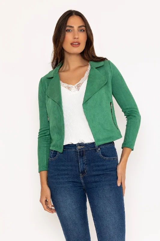 Price Slash Green Suede Cover Up Jacket