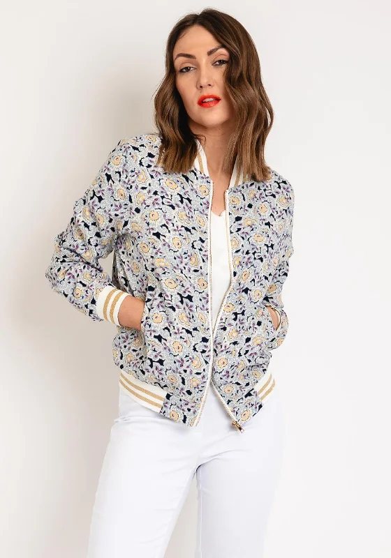 Online Specials Serafina Collection Floral Bomber Jacket, Navy Blue