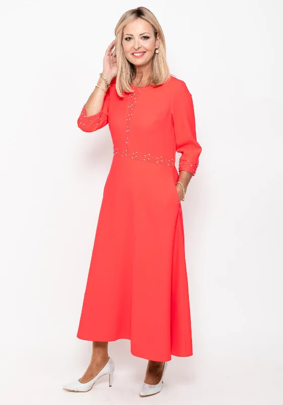 Daily Deals Lizabella Pearl and Diamante Detail Maxi Dress, Red