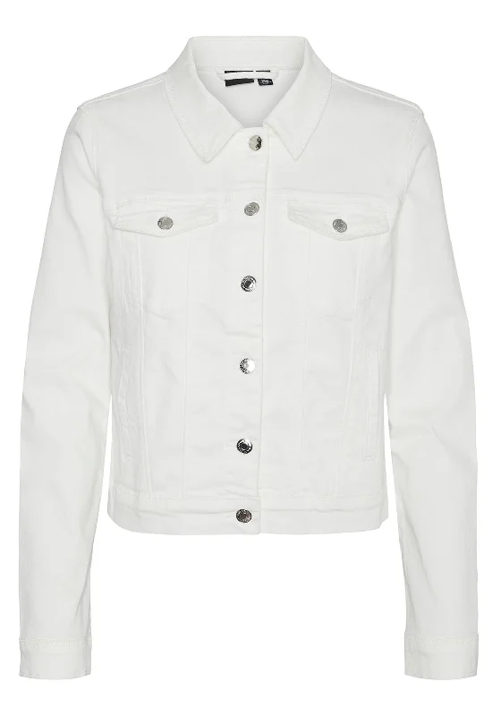 Don't Wait Vero Moda Wild Soya Short Denim Jacket, Snow White