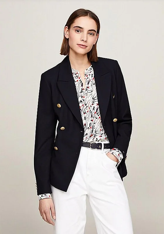 Price Rollback Tommy Hilfiger Double Breasted Pique Blazer, Desert Sky