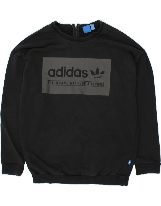 Can't Be Beat ADIDAS Womens Oversized Graphic Sweatshirt Jumper UK 12 Medium Black