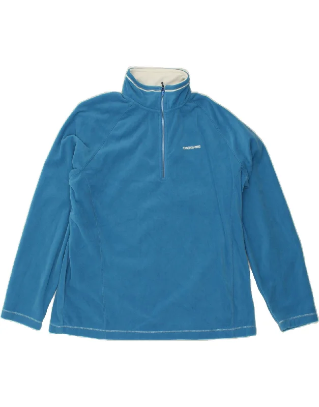 New Deals CRAGHOPPERS Womens Zip Neck Fleece Jumper UK 20 2XL Blue Polyester