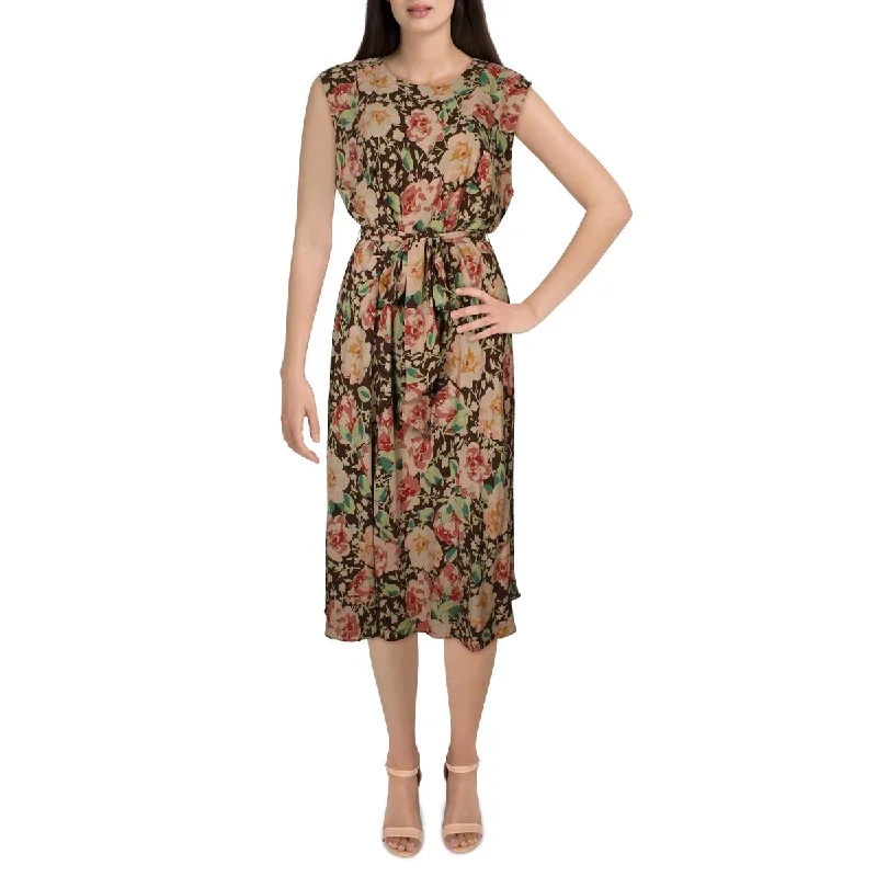 Buy Now Womens Floral Print Mid Calf Shift Dress