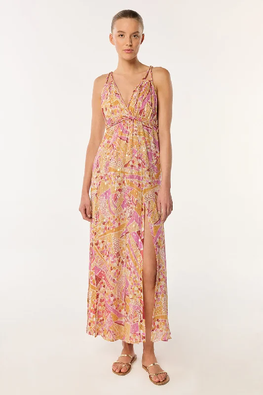 Holiday Sale Long Dress Collette - Pink Mosaic
