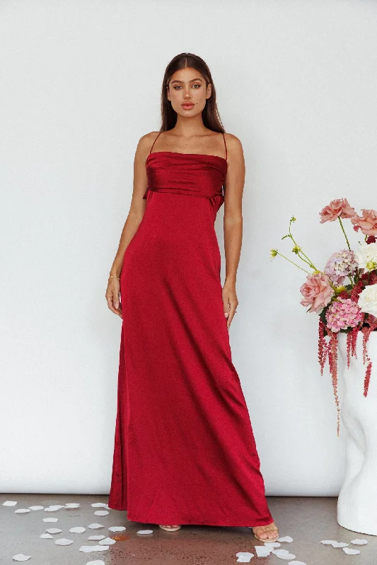 Deal Explosion Love Letters Strappy Cowl Back Dress Burgundy