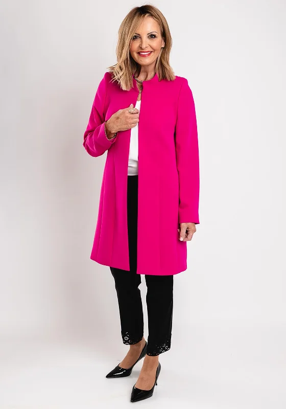 Limited Availability Christina Felix High Neck Longline Jacket, Raspberry