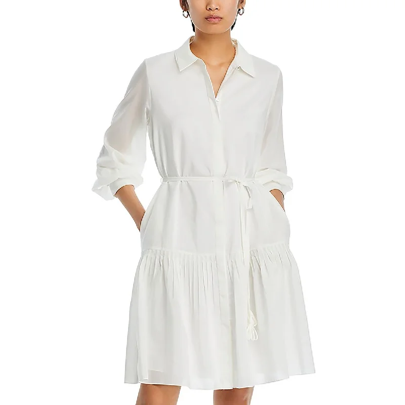 YEAR-End Sale Womens Collared Ruched Shirtdress