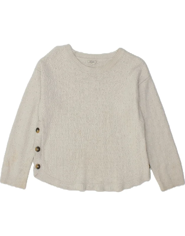 Bargain Bin FAT FACE Womens Crop Boat Neck Jumper Sweater UK 10 Small Off White