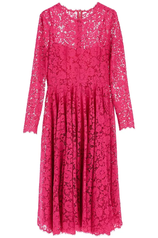 Limited Time Offer Dolce & Gabbana Women's Shocking pink Floral Lace Midi Dress