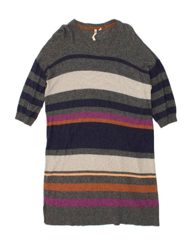 Lowest Price WHITE STUFF Womens Jumper Dress UK 14 Large Grey Striped Nylon