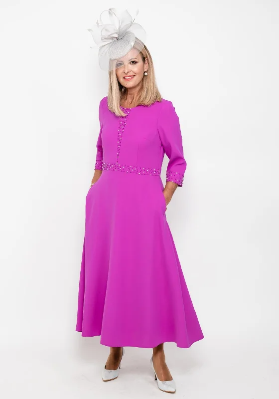 Epic Deals Lizabella Pearl and Diamante Detail Maxi Dress, Fuchsia