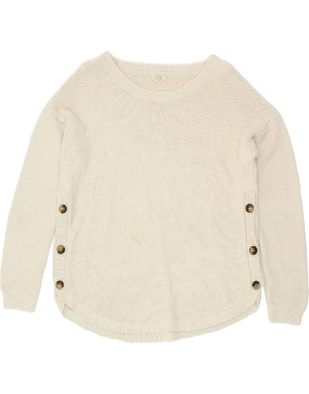 Crazy Deals FAT FACE Womens Boat Neck Jumper Sweater UK 12 Medium White Acrylic