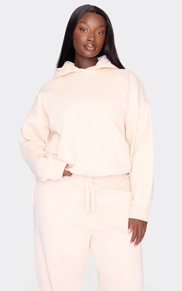 Deep Discounts Plus Ecru Premium Basic Oversized Hoodie