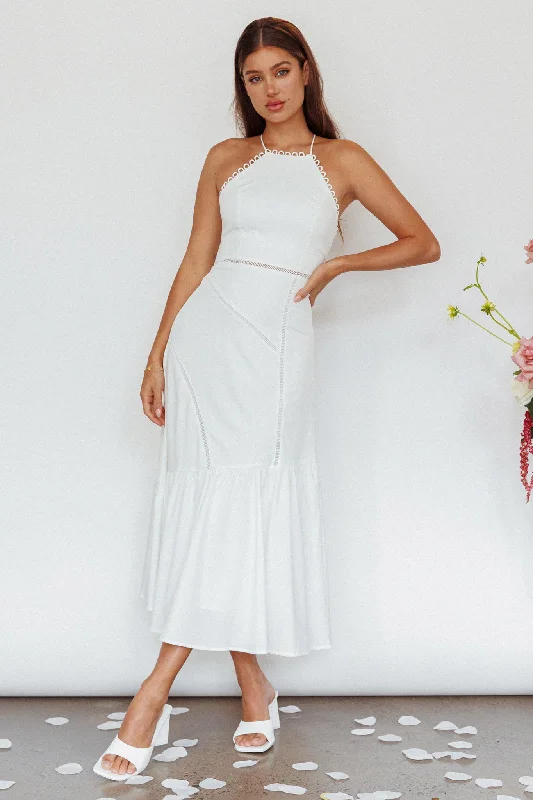 Today’s Special Felini Criss-Cross Back Flounce Midi Dress White
