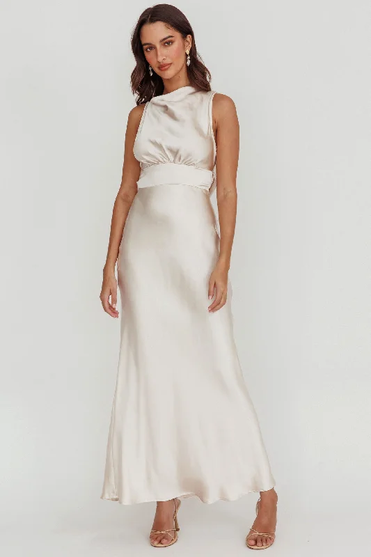 Online Specials Isabella Satin Maxi Dress Champagne