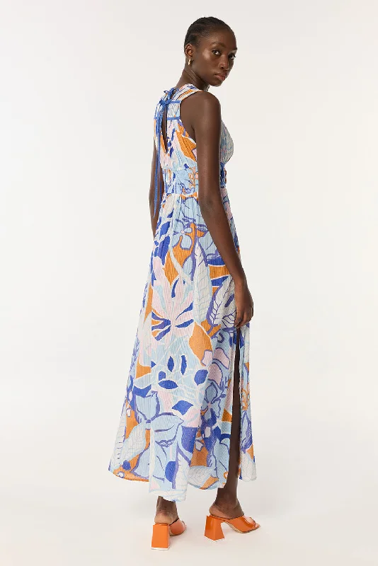 The Best Prices Long Dress Chiara - Blue Macro Lilium