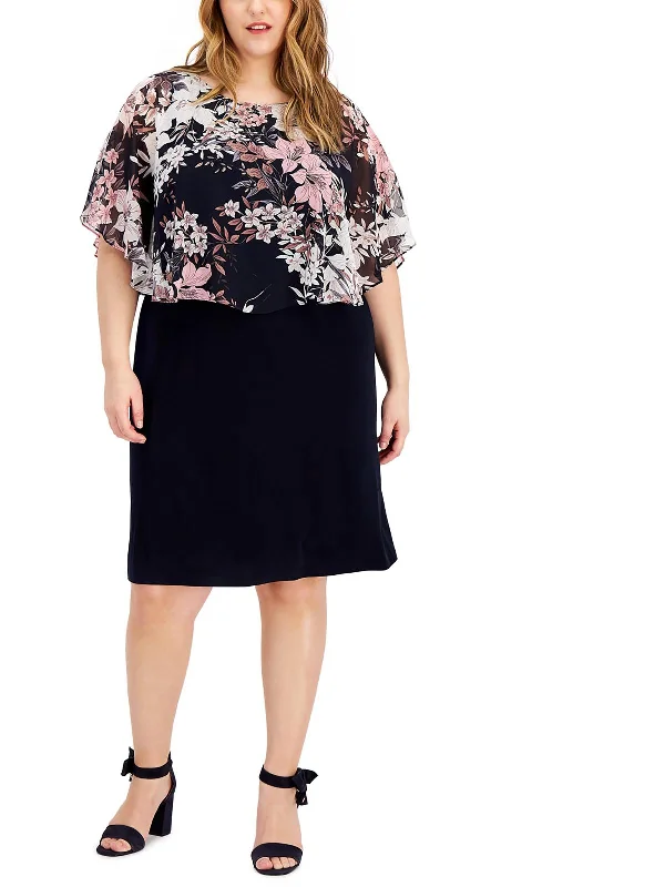 Unbeatable Prices Plus Womens Floral Popover Sheath Dress
