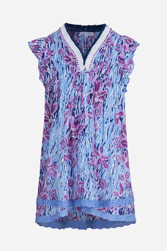 New Deals Mini Dress Sasha for girls - Blue Exotic Forest
