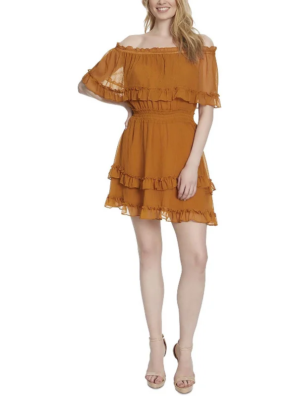 Hurry In Amaya Womens Off-The-Shoulder Short Mini Dress