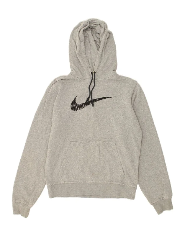 Markdown Madness NIKE Womens Graphic Hoodie Jumper UK 10 Small Grey Cotton