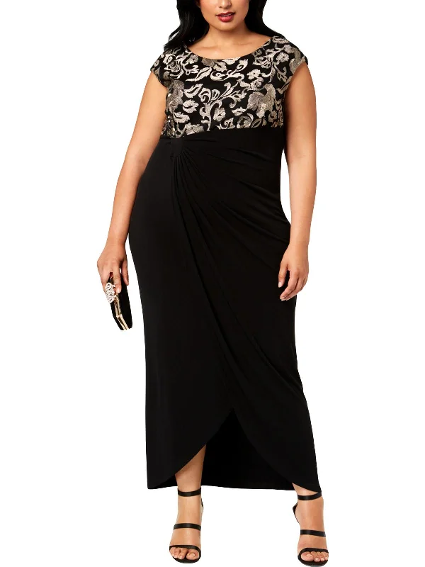 While Supplies Last Plus Womens Lace Sleeveless Evening Dress