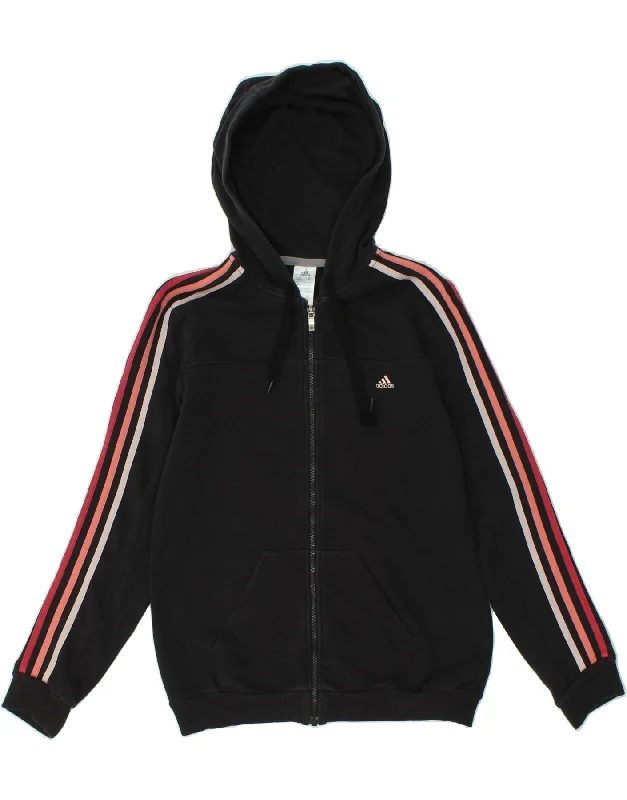 Discount Days ADIDAS Womens Zip Hoodie Sweater UK 12/14 Medium Black Cotton
