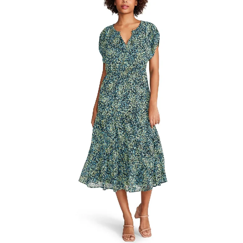 Hot Deal Leigh Womens Floral Chiffon Midi Dress