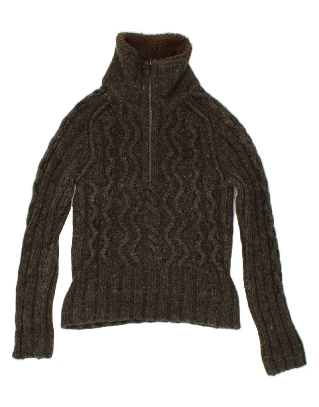 Price Reduction WHITE STUFF Womens Zip Neck Jumper Sweater UK 12 Medium Grey Wool