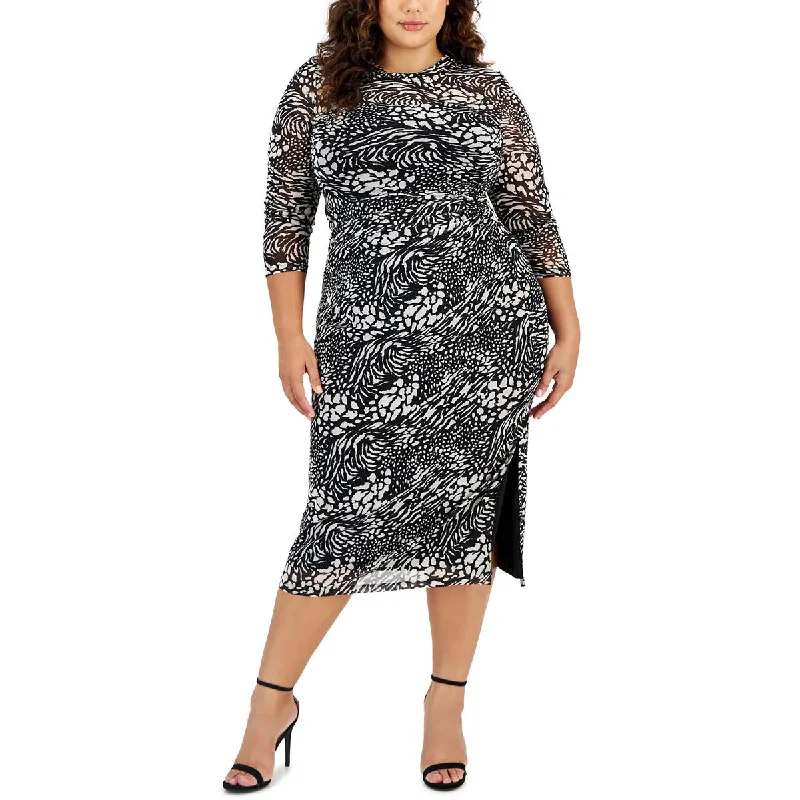 Year-End Sale Womens Printed Faux Wrap Wear to Work Dress