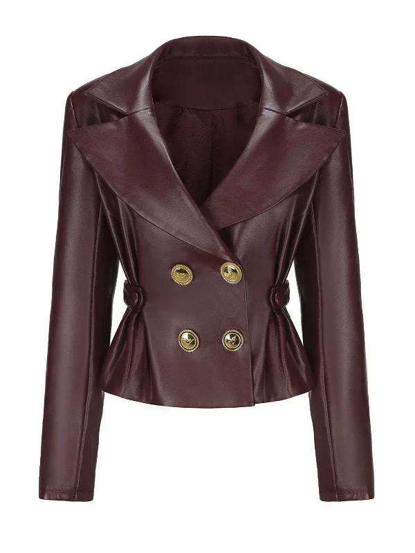 The Best Prices 1950s Faux Leather Double-Breasted Coat