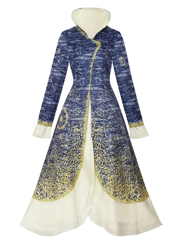 Great Bargains Blue 1930s Stand Collar Madame Morrible Stardust Coat
