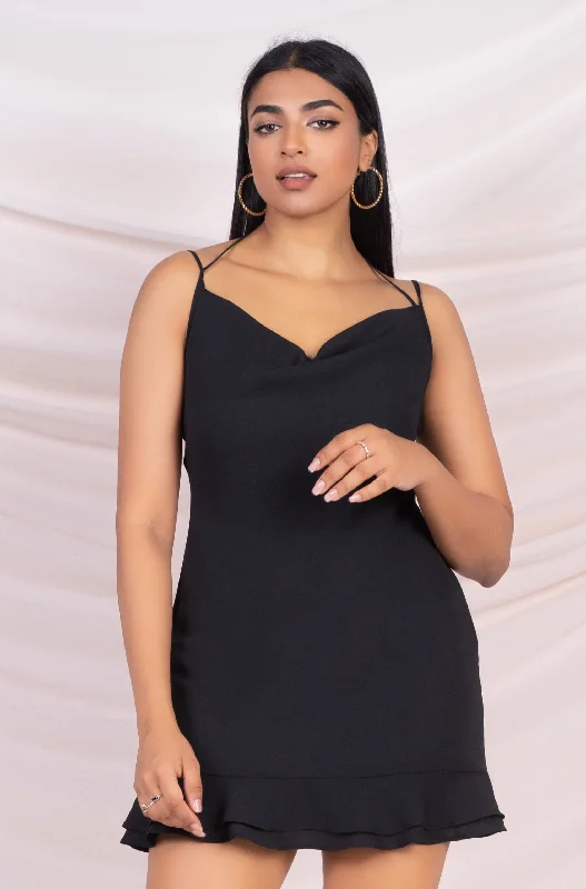 Deal Frenzy Black Halter Neck Mini Dress