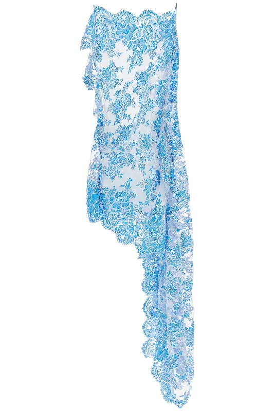 Time-Limited Offer Christopher Esber Women's blue Lace Mini Dress With Asymmetrical Neckline