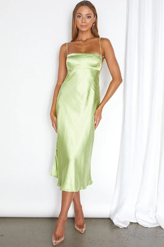 Amazing Deals Dolce Life Low Back Midi Dress Lime