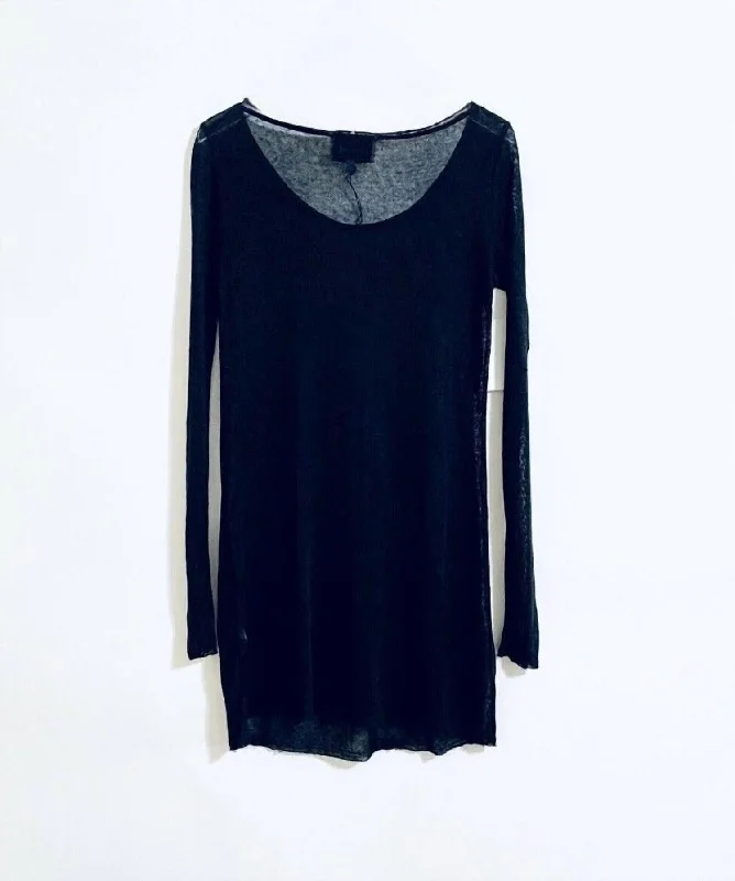 Unmissable Offer Women's Linen Sheer Long Sleeve Mini Dress In Black