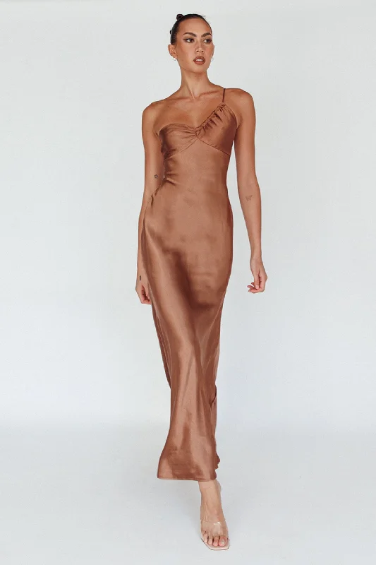 Great Deals Twilight Tango One-Shoulder Maxi Dress Mocha