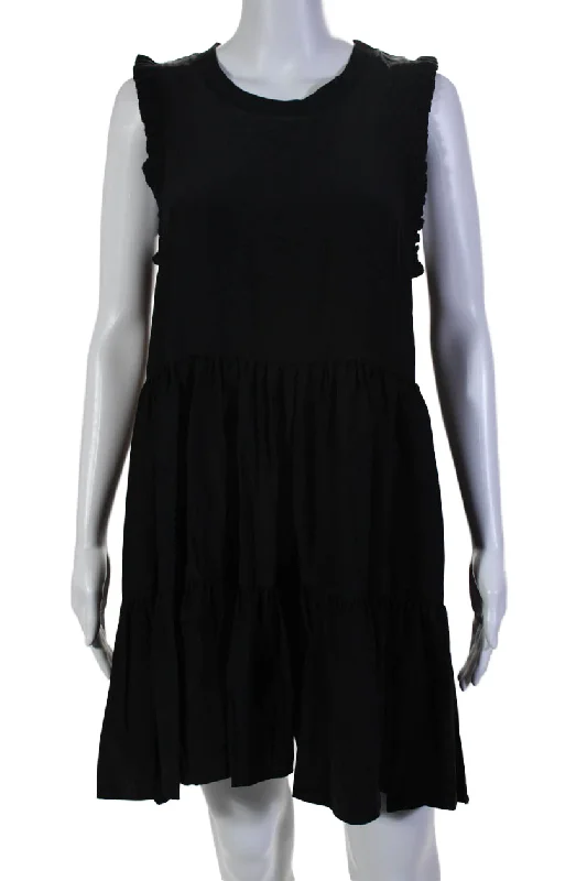 Clearance Sale Cinq A Sept Womens Sleeveless Scoop Neck Silk Eleanora Dress Black