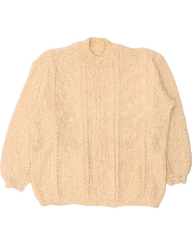 Bargain Prices VINTAGE Womens Crew Neck Jumper Sweater UK 16 Large Beige Polyacrylic