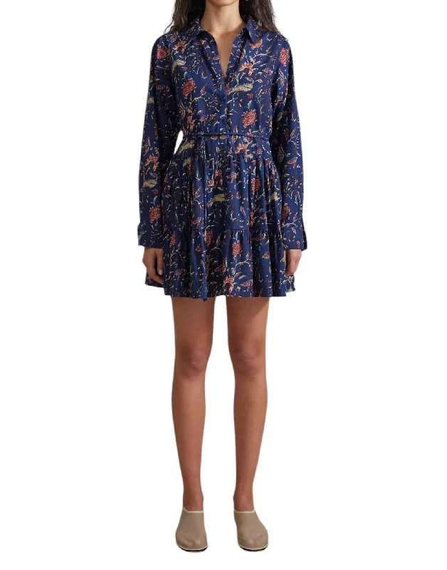 Discount Extravaganza Anna Shirt Dress In Indigo Jardin Block Print