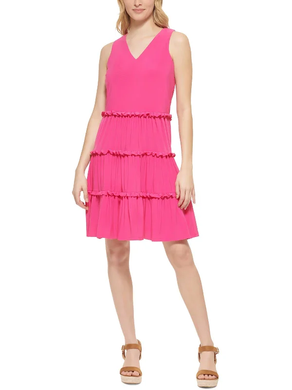 Holiday Sale Womens Tiered Ruffle Shift Dress