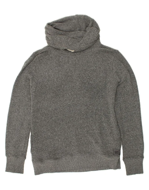 Unmissable Offer SUPERDRY Womens Roll Neck Sweatshirt Jumper UK 18 XL Grey Flecked