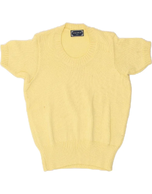 Exclusive Online Offer CHOPIN ROMA Womens Short Sleeve Crew Neck Jumper Sweater UK 8 Small Yellow Exclusive Online Offer CHOPIN ROMA Womens Short Sleeve Crew Neck Jumper Sweater UK 8 Small Yellow