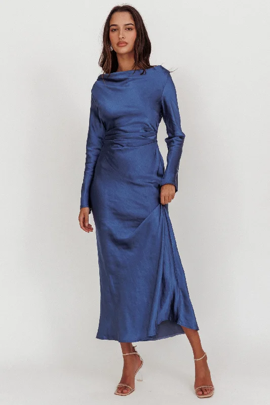 Online Exclusive Loveland Cowl Back Midi Dress Navy