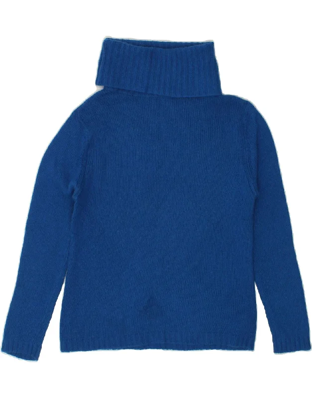 Deal Frenzy BIAGGINI Womens Roll Neck Jumper Sweater UK 10 Small Blue Polyamide