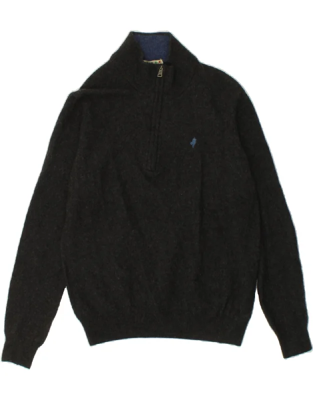 Stock Clearance MARLBORO CLASSICS Womens Zip Neck Jumper Sweater UK 18 XL Grey Wool