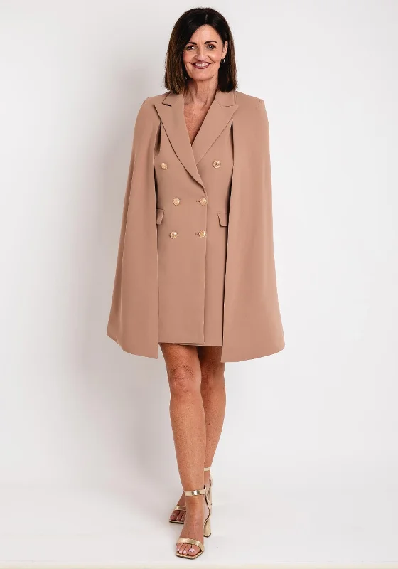 Savings Galore Serafina Collection Cape Sleeve Long Blazer, Camel