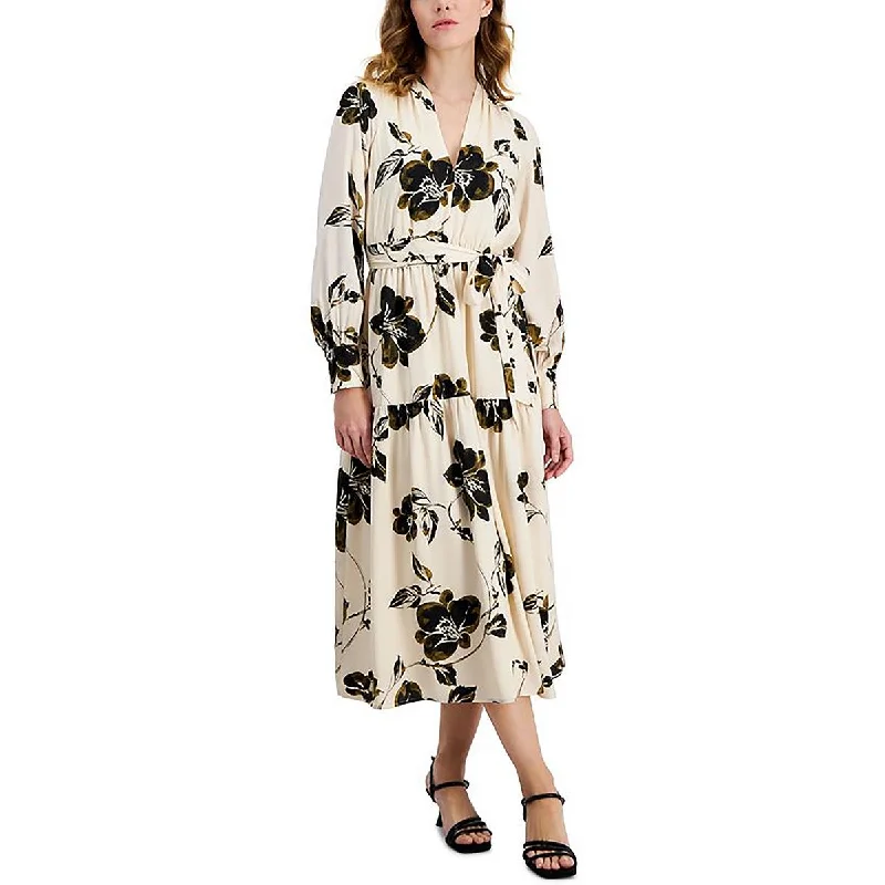 Inventory Reduction Womens Tiered Printed Midi Dress