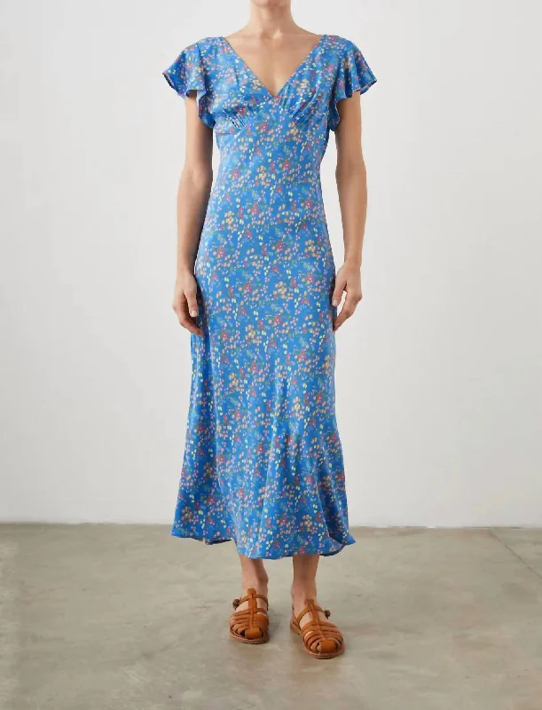 Price Drop Kenz Dress In Blue Citrus Grove