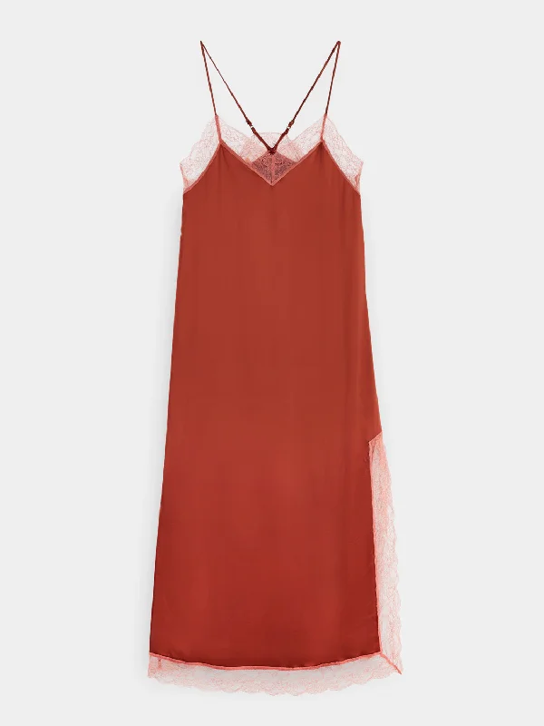 Take Advantage Satin cami dress with lace detail